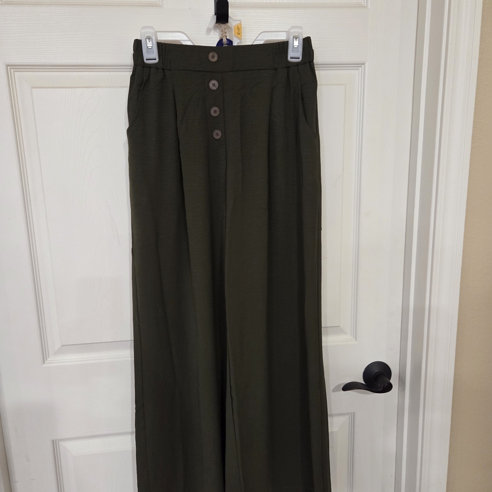 Wide Leg Olive Green Pants